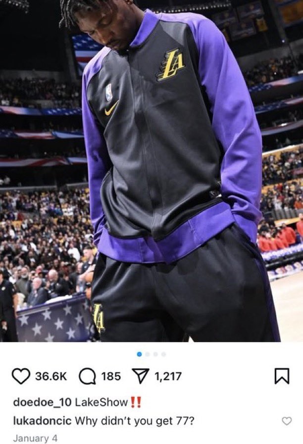 东契奇4周前问DFS为啥不穿77号 后者昨日回复：那是留着给你穿的